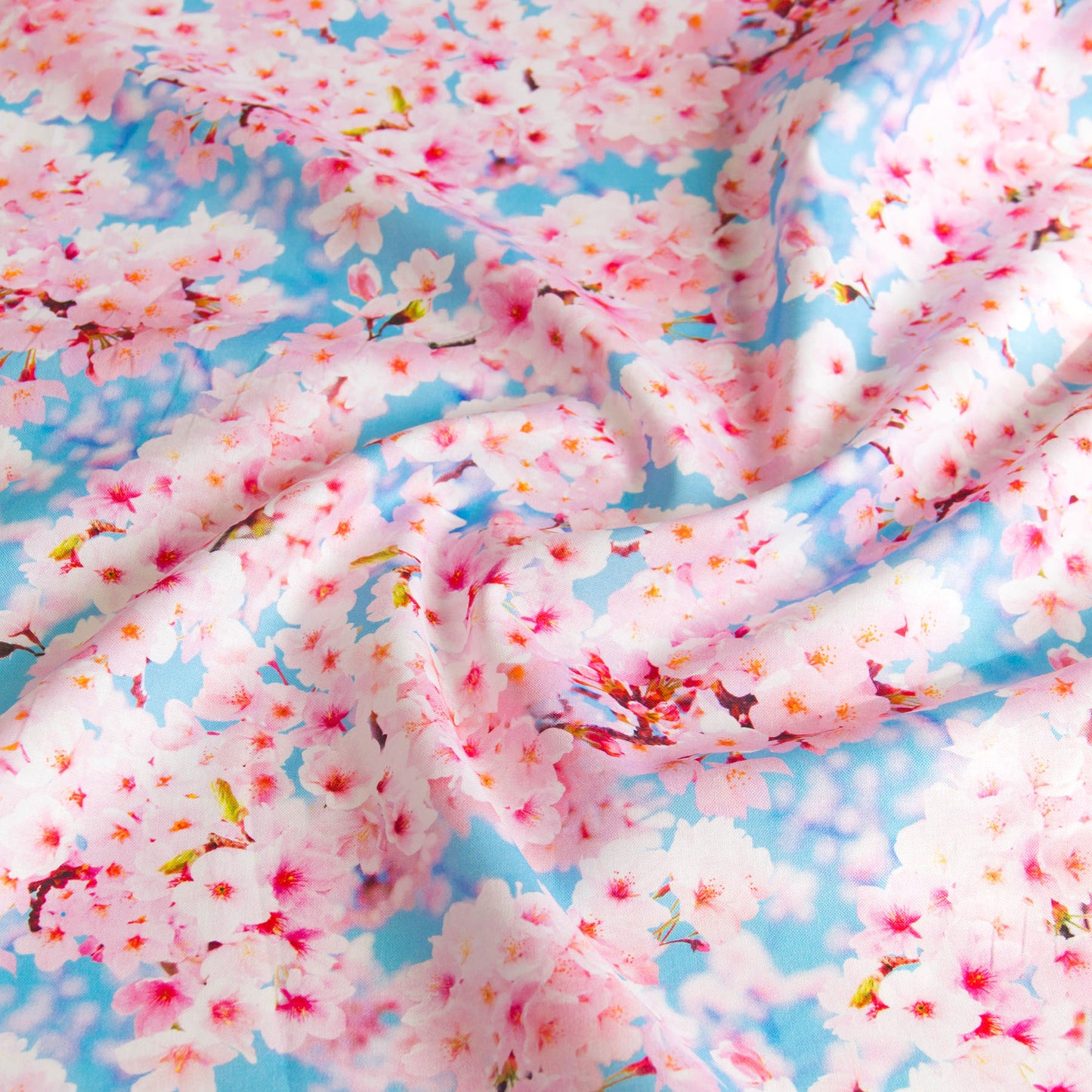 Japanese Sakura Cherry Blossom Print Cotton Fabric by the Yard