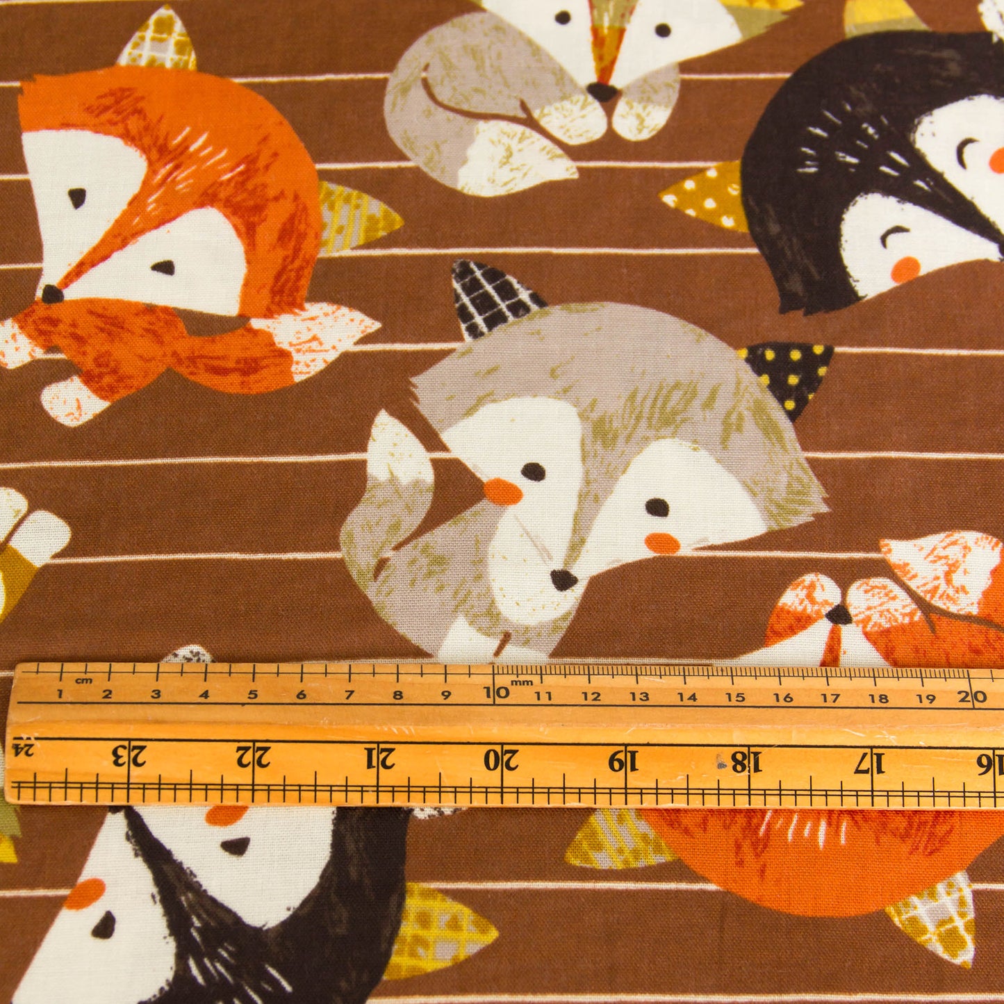 Cotton Double Gauze Fabric Cute Cartoon Fox Brown by the Yard