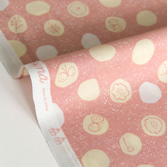 Polka Dot Cotton Fabric Butterfly Print Pastel Pink by the Yard