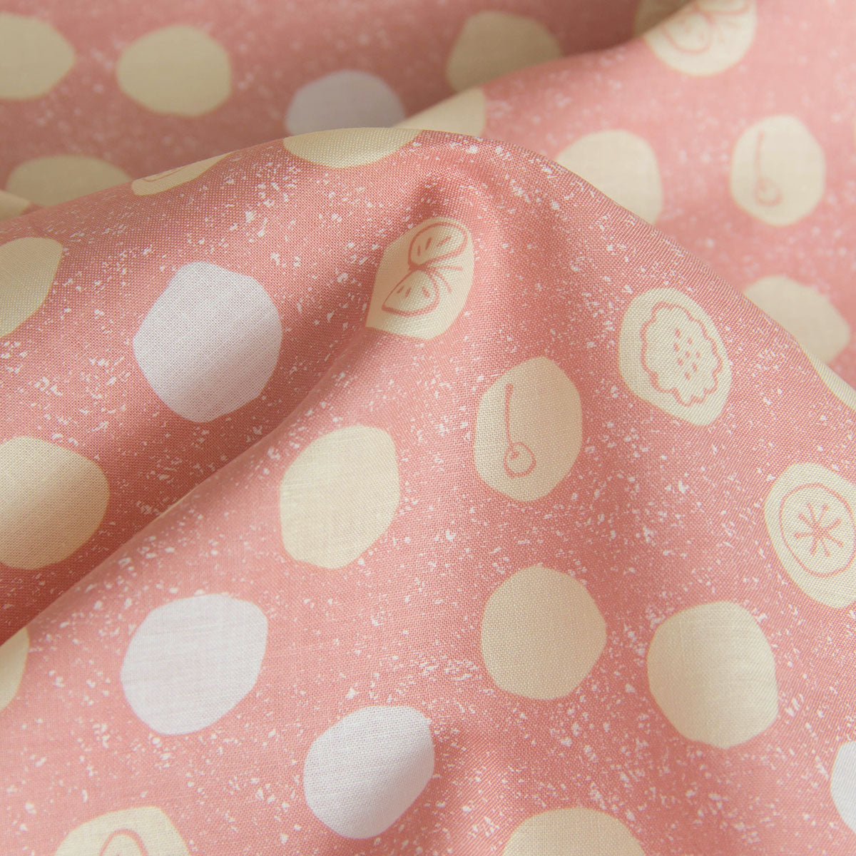 Polka Dot Cotton Fabric Butterfly Print Pastel Pink by the Yard