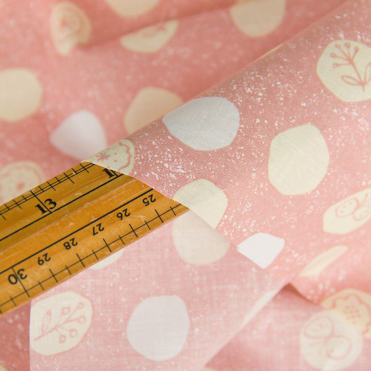 Polka Dot Cotton Fabric Butterfly Print Pastel Pink by the Yard