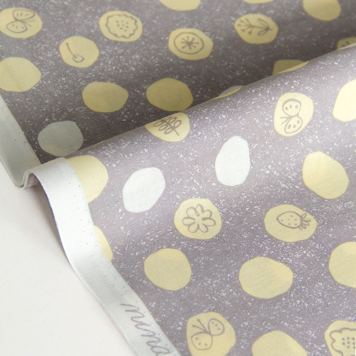 Polka Dot Cotton Fabric Butterfly Print Gray by the Yard