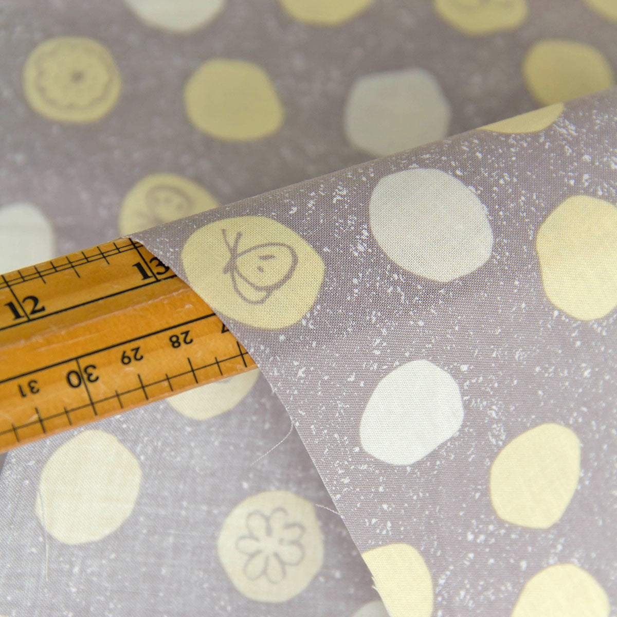 Polka Dot Cotton Fabric Butterfly Print Gray by the Yard