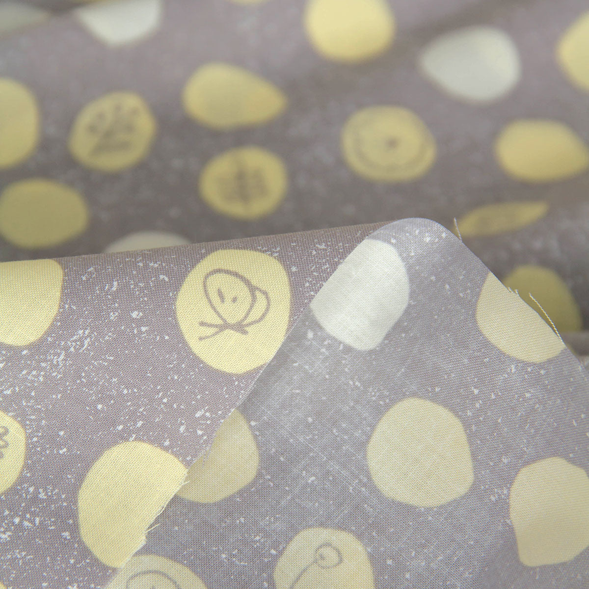 Polka Dot Cotton Fabric Butterfly Print Gray by the Yard