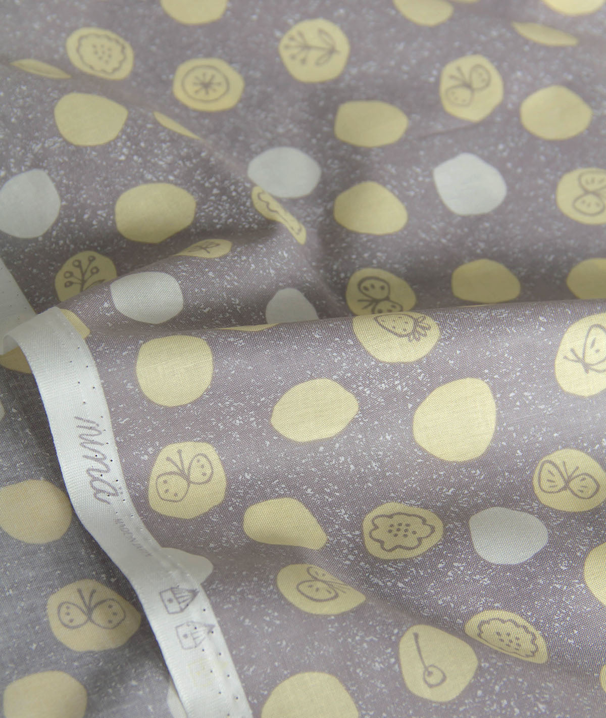 Polka Dot Cotton Fabric Butterfly Print Gray by the Yard