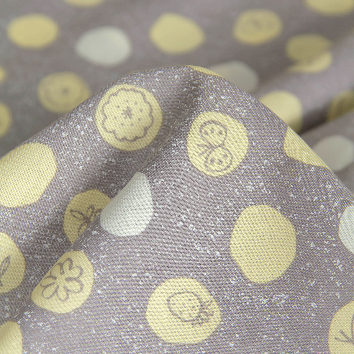 Polka Dot Cotton Fabric Butterfly Print Gray by the Yard
