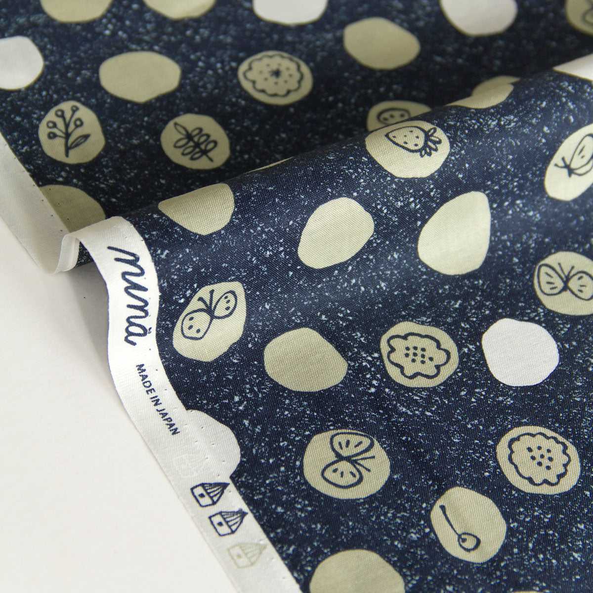 Polka Dot Cotton Fabric Butterfly Print  Dark Blue by the Yard