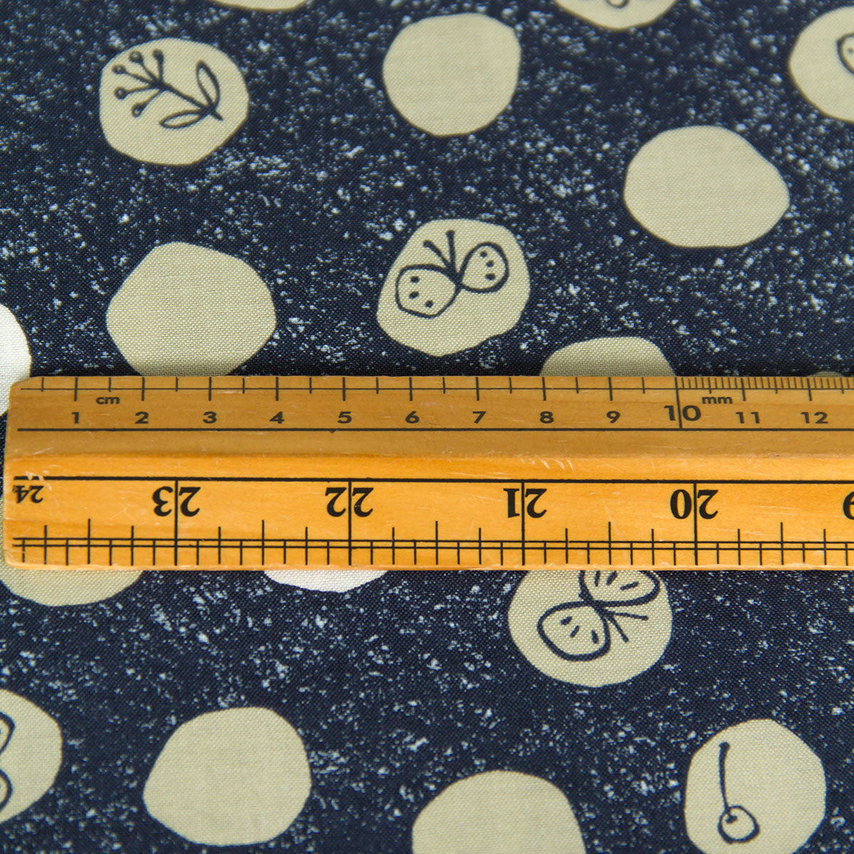 Polka Dot Cotton Fabric Butterfly Print  Dark Blue by the Yard