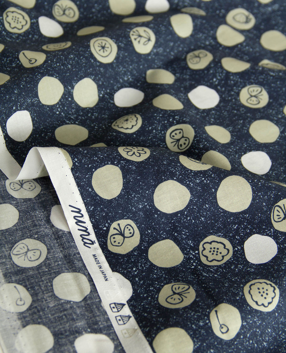 Polka Dot Cotton Fabric Butterfly Print  Dark Blue by the Yard