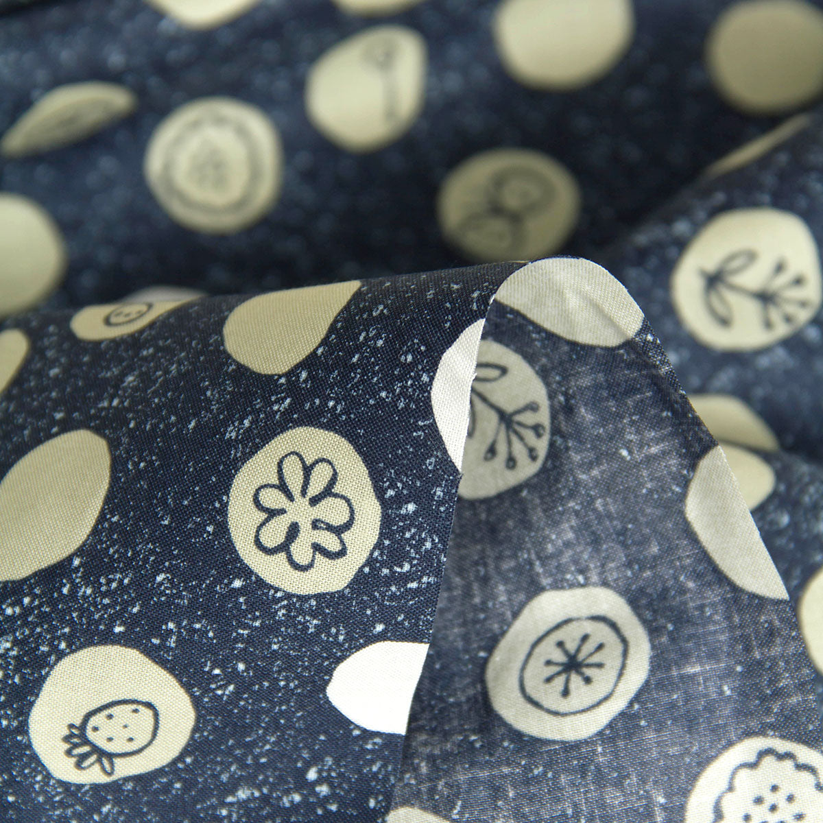 Polka Dot Cotton Fabric Butterfly Print  Dark Blue by the Yard