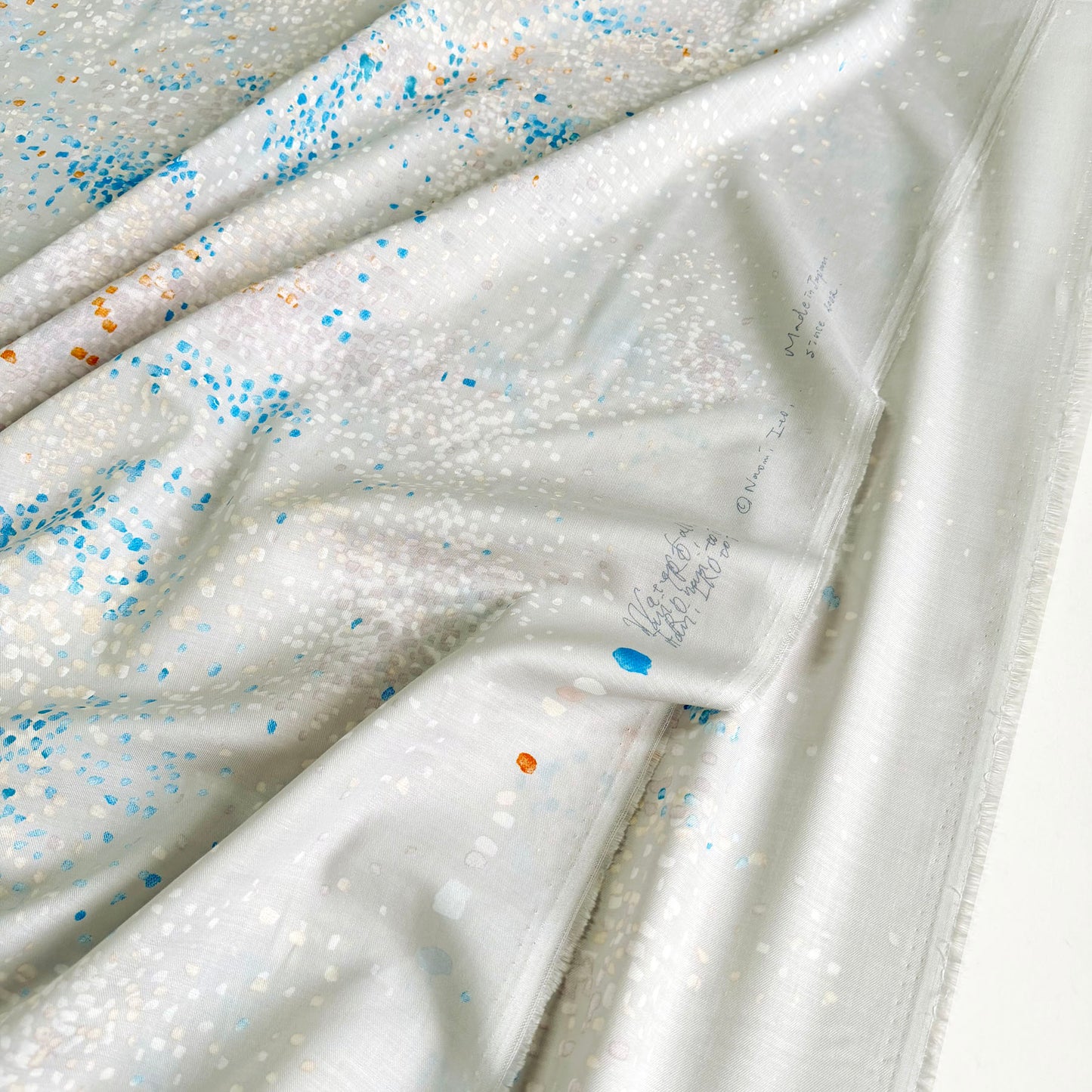 Nani Iro Cotton Silk Fabric Water Fall Light Gray by the Yard