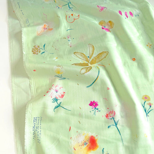 Nani Iro Double Gauze Cotton Fabric Haha Light Green by the Yard