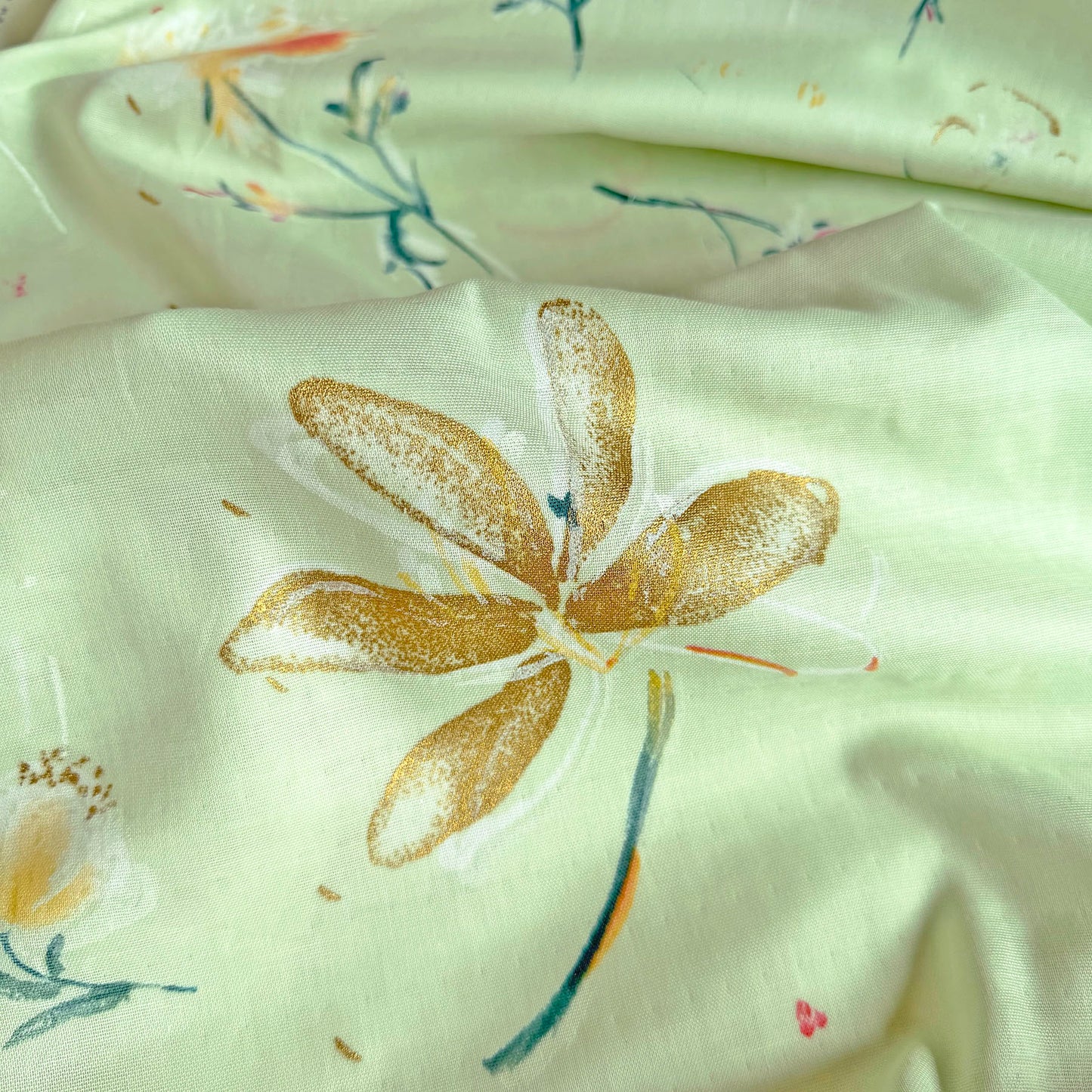 Nani Iro Double Gauze Cotton Fabric Haha Light Green by the Yard