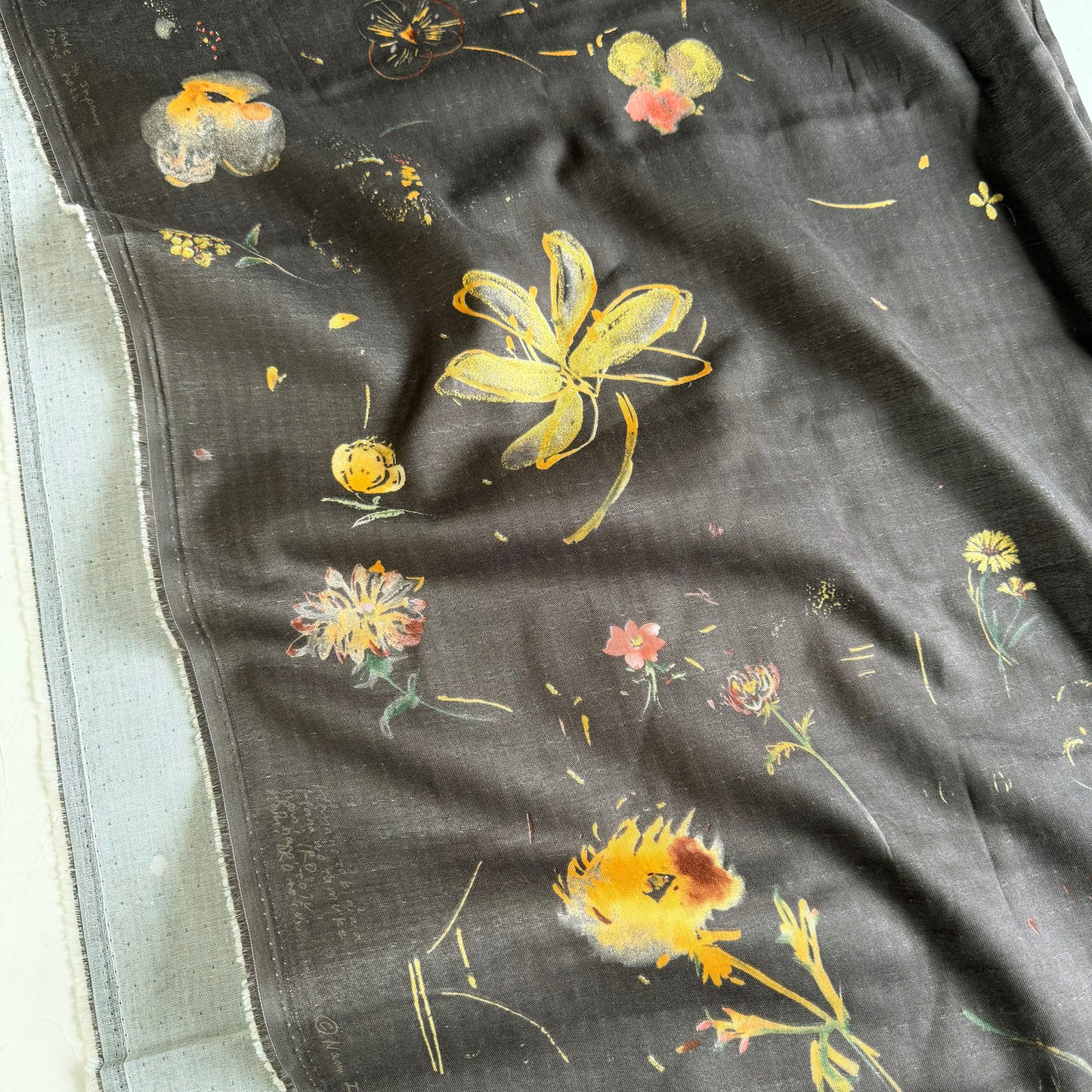 Nani Iro Double Gauze Cotton Fabric Haha Carbon by the Yard