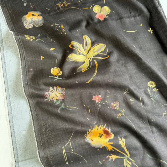 Nani Iro Double Gauze Cotton Fabric Haha Carbon by the Yard