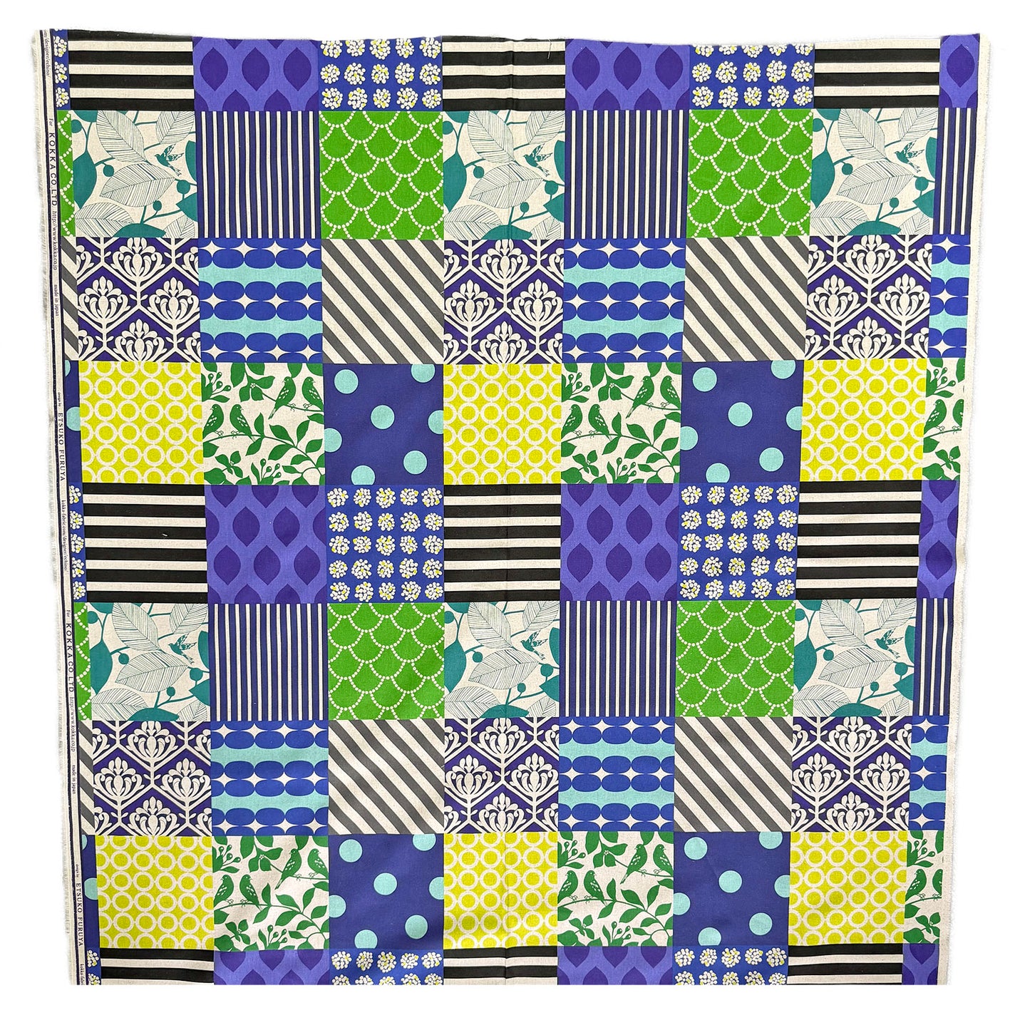 Cotton Linen Canvas Fabric Echino By Etsuko furuya Piece Blue by the Yard