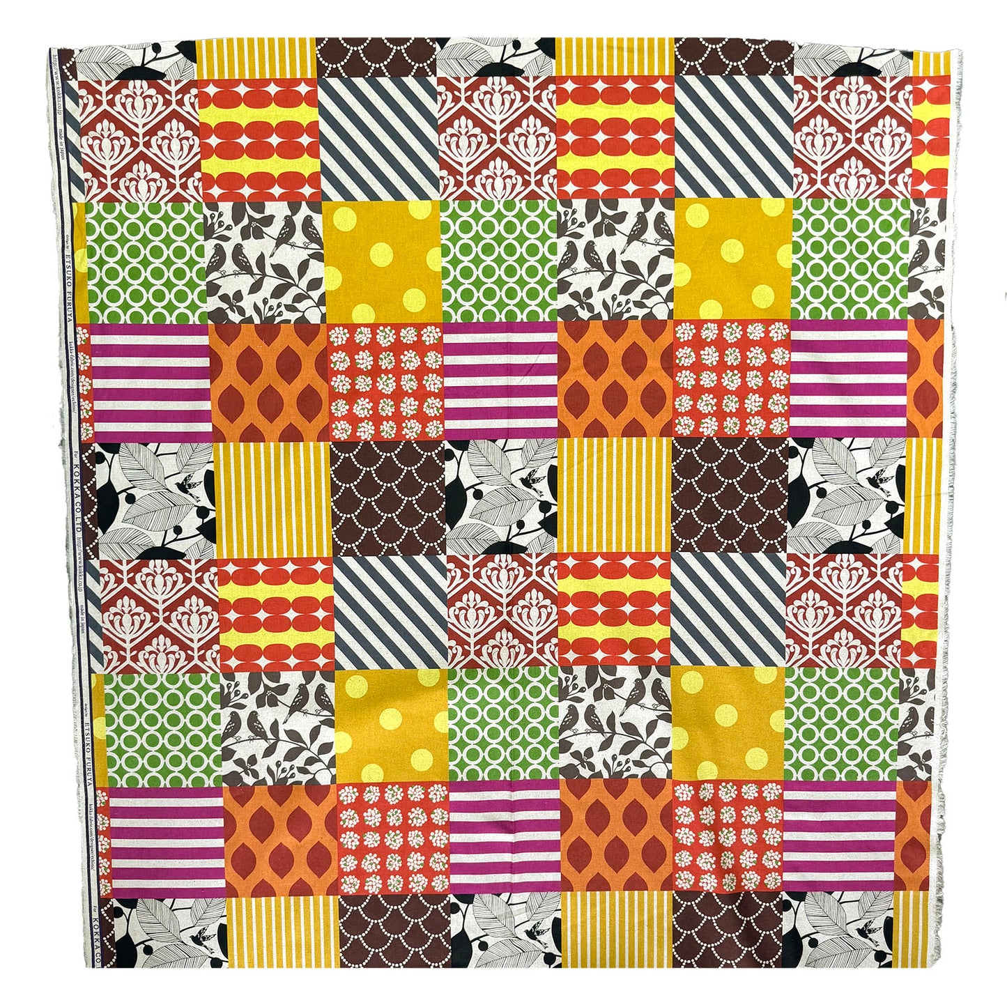 Cotton Linen Canvas Fabric Echino By Etsuko furuya Piece Orange by the Yard