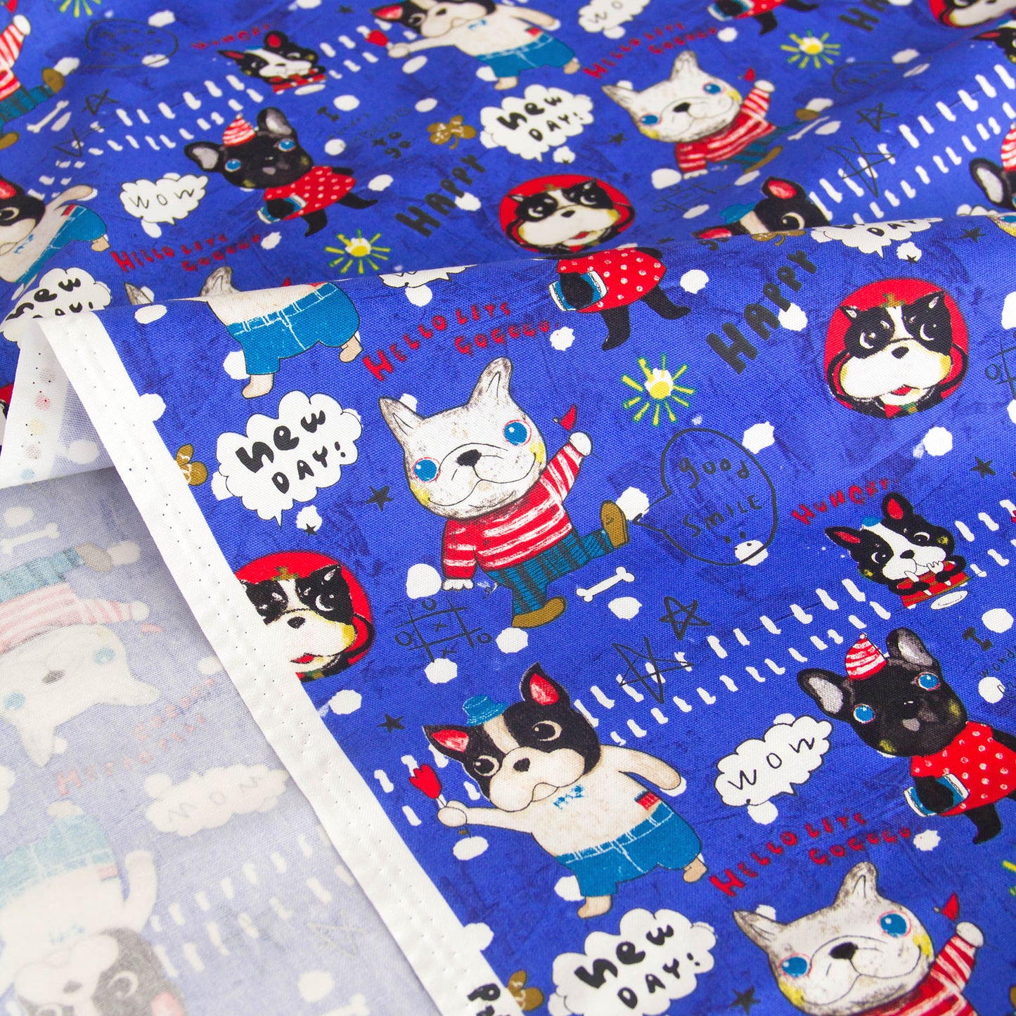 Oxford Cotton Fabric Bulldog Blue by the Yard