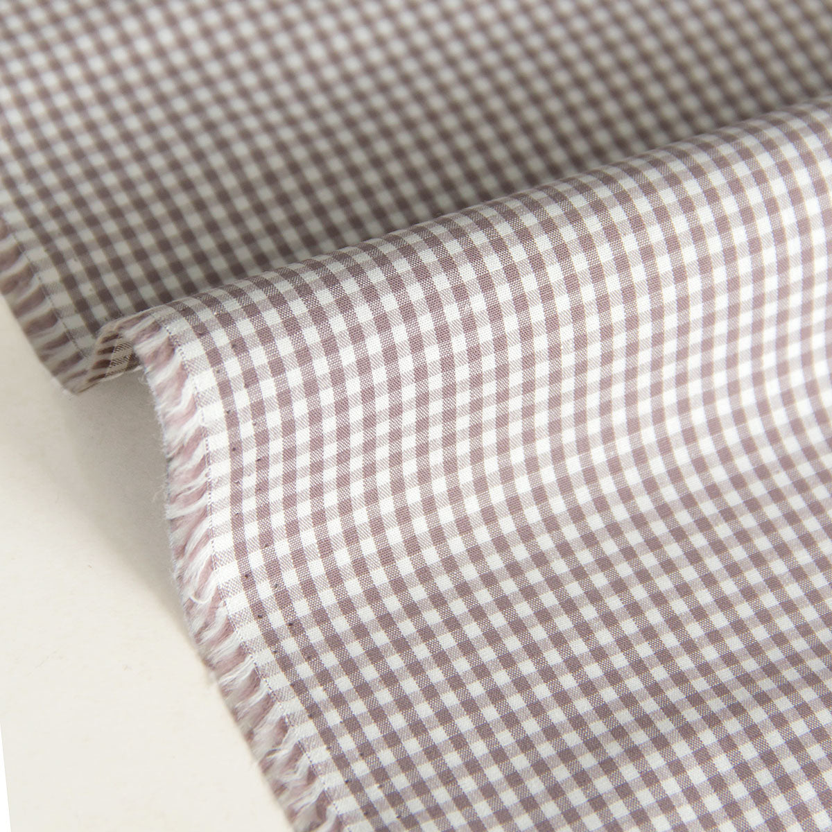 Cotton Fabric Classic Gingham Check Fabric Light Taupe by the Yard