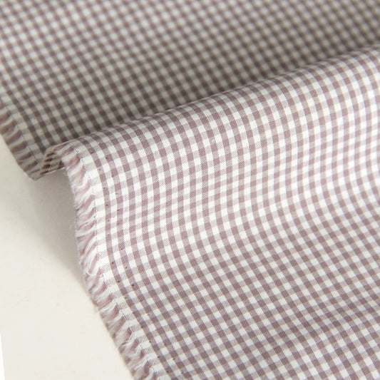 Cotton Fabric Classic Gingham Check Fabric Light Taupe by the Yard