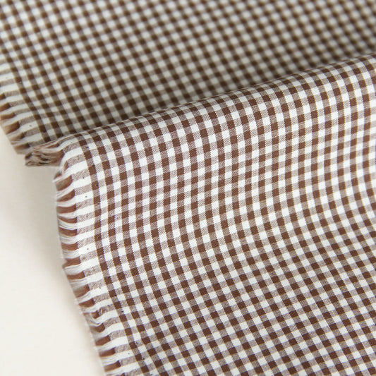 Cotton Fabric Classic Gingham Check Fabric Brown by the Yard
